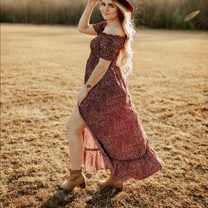 Off the Shoulder Dot Print Dress